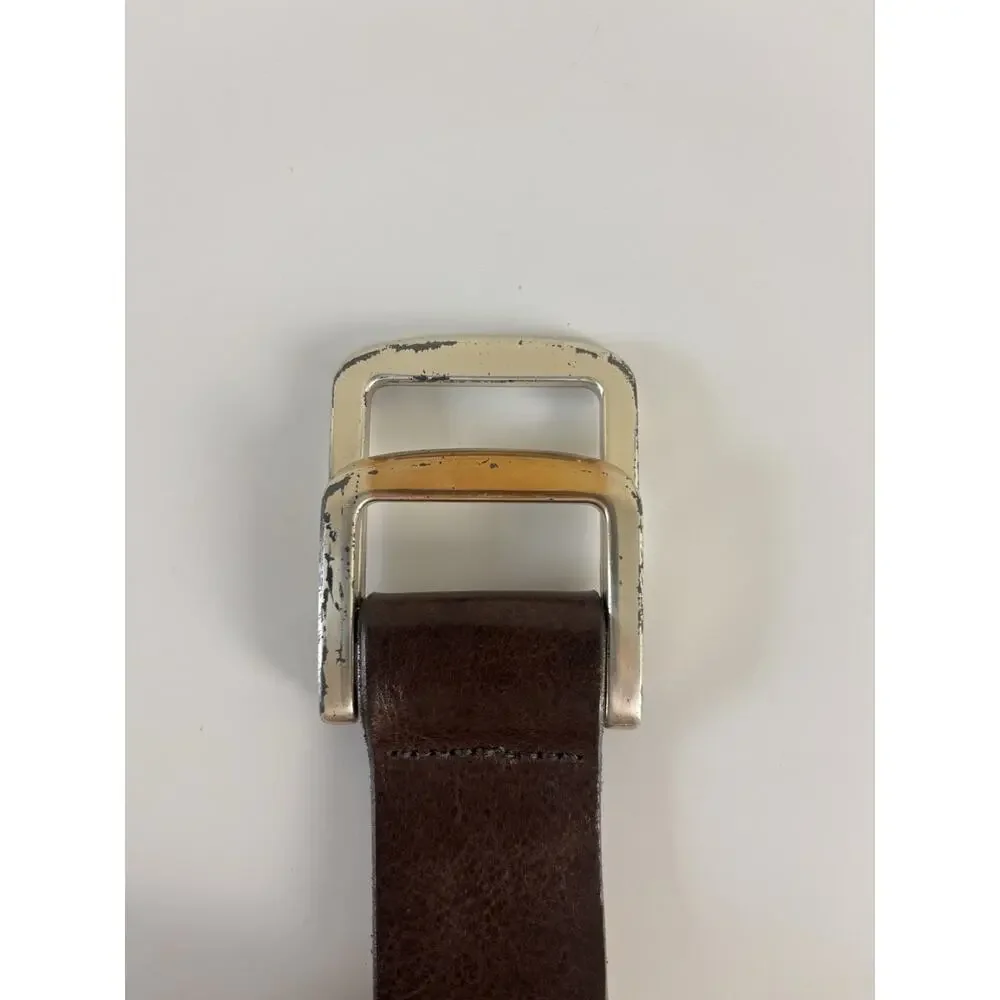 Vtg 90s CK Calvin Klein Brown Buffalo Calf Leather Harness Belt Men’s M